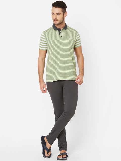 

Sweet Dreams Men Green & Grey Striped Night suit