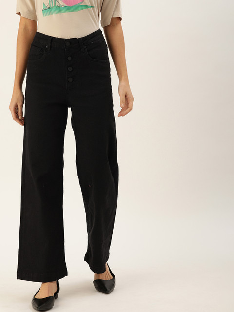 

Moda Rapido Women Black Wide Leg High-Rise Clean Look Stretchable Jeans