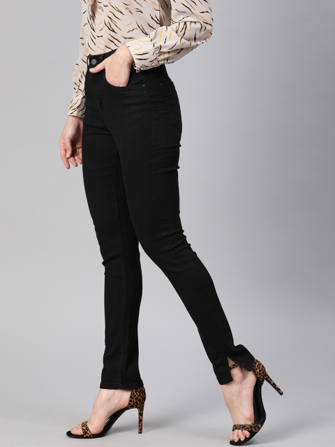 

HERE&NOW Women Black Skinny Fit High-Rise Clean Look Stretchable Jeans