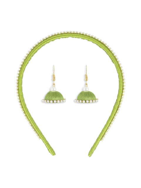

AKSHARA Green Beaded Hair Accessory Set