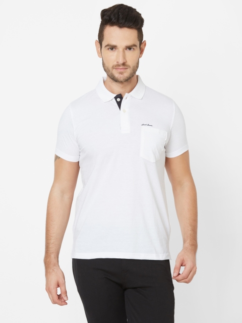

Sweet Dreams Men White Solid Polo Collar T-shirt
