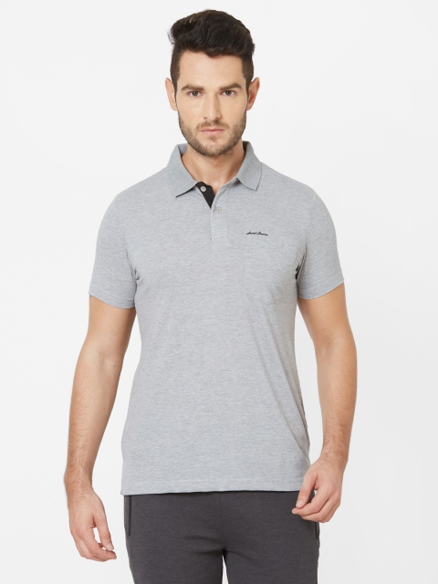 

Sweet Dreams Men Grey Melange Solid Polo Collar T-shirt