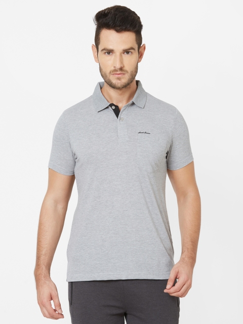 

Sweet Dreams Men Grey Melange Solid Polo Collar T-shirt