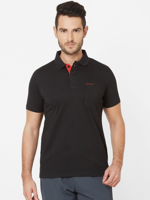 

Sweet Dreams Men Black Solid Polo Collar T-shirt