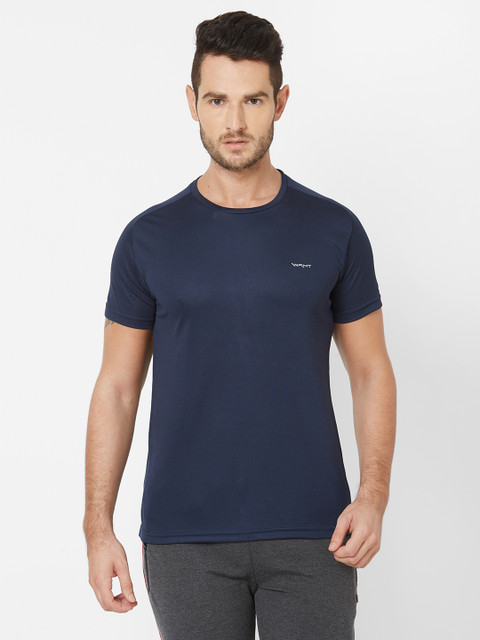 

Sweet Dreams Men Navy Blue Solid Round Neck T-Shirt