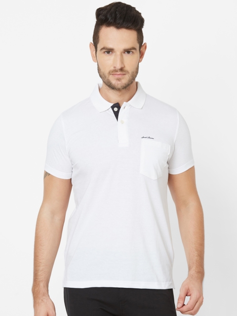 

Sweet Dreams Men White Solid Polo Collar T-shirt