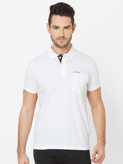

Sweet Dreams Men White Solid Polo Collar T-shirt