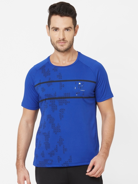 

Sweet Dreams Men Blue & Black Printed Round Neck Workout T-shirt