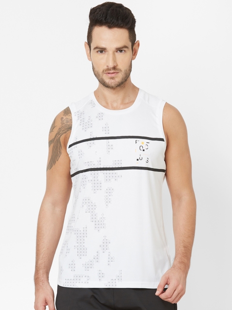 

Sweet Dreams Men White & Grey Printed Round Neck Workout T-shirt