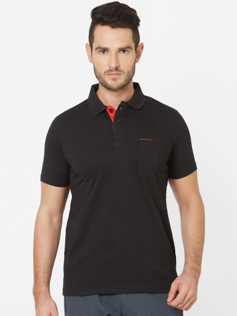 

Sweet Dreams Men Black Solid Polo Collar T-shirt