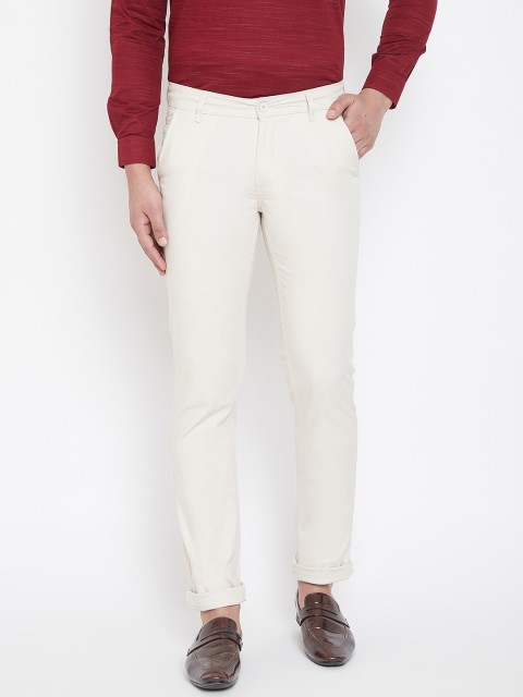 

Canary London Men Beige Solid Slim Fit Chinos