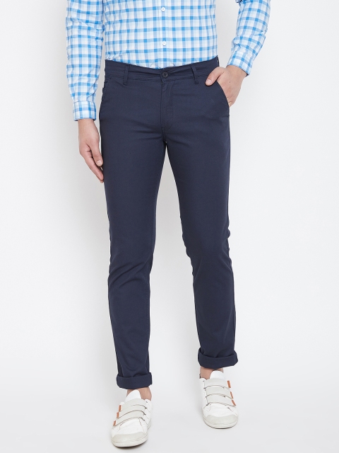 

Canary London Men Navy Blue Solid Smart Slim Fit Chinos