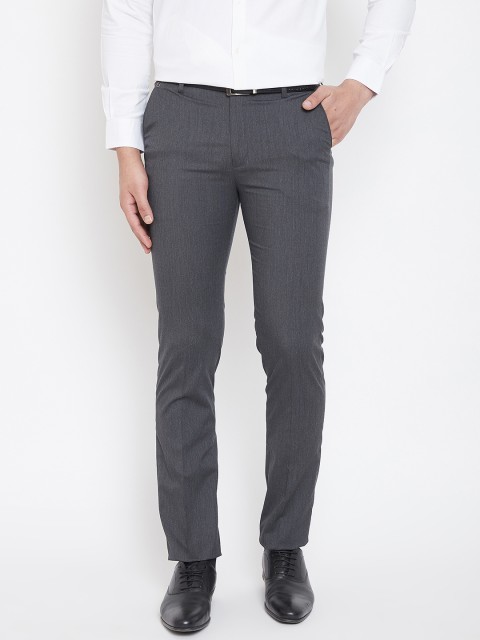 

Canary London Men Charcoal Grey Smart Slim Fit Solid Formal Trousers