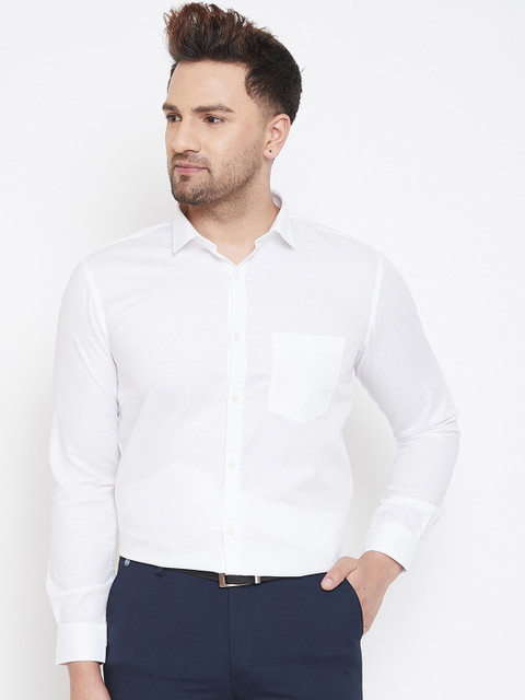 

Canary London Men White Self Design Slim Fit Semi-Formal Shirt