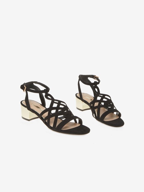 

DOROTHY PERKINS Women Black Solid Cut-Out Block Heels