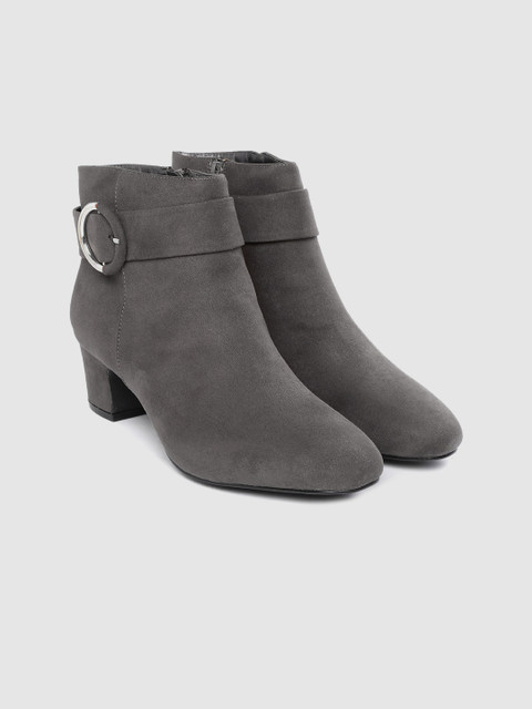 

DOROTHY PERKINS Women Grey Solid Wide Fit Heeled Boots