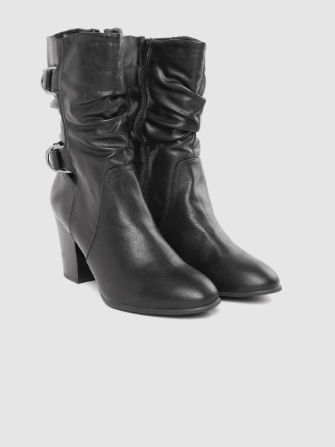 

DOROTHY PERKINS Women Black Solid High-Top Heeled Boots