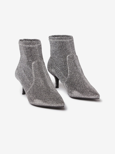 

DOROTHY PERKINS Women Gunmetal-Toned Solid Heeled Boots, Metallic