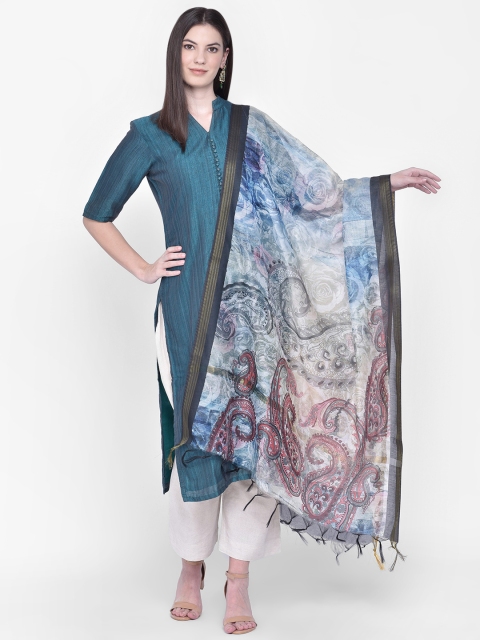 

Dupatta Bazaar Blue & Grey Paisley Print Dupatta