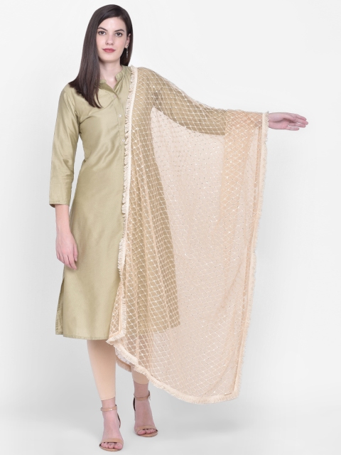 

Dupatta Bazaar Beige & Off-White Embroidered & Sequinned Dupatta