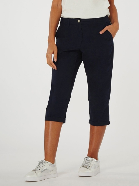 

DOROTHY PERKINS Women Navy Blue Regular Fit Solid Three Quarter Trousers