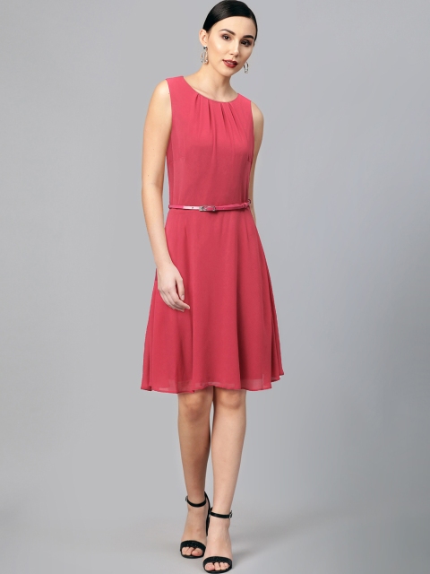

DOROTHY PERKINS Women Pink Solid Fit and Flare Dress