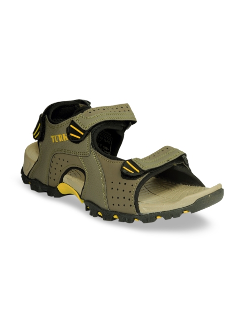 

Khadims Men Olive Green & Black Comfort Sandals