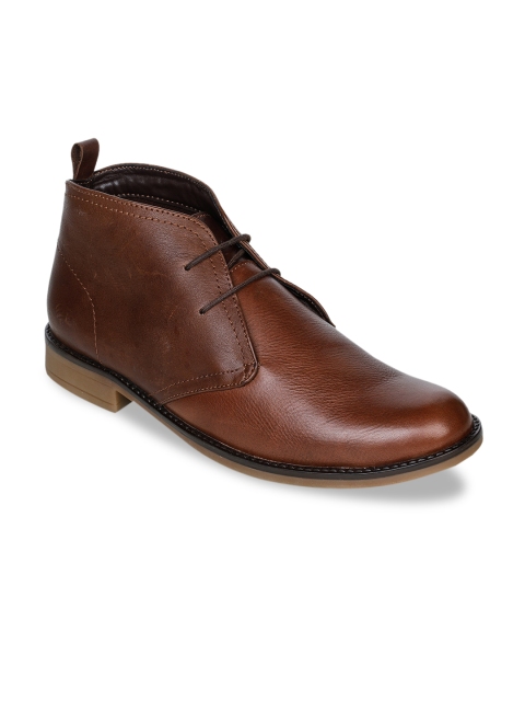 

Bruno Manetti Men Brown Solid Mid-Top Leather Casual Boots