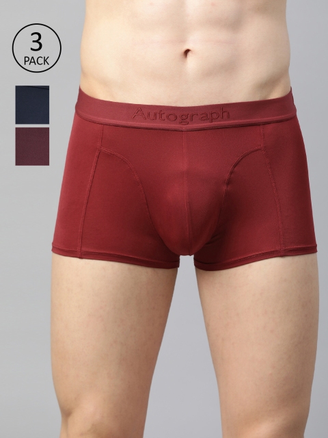 

Marks & Spencer Men Pack of 3 Solid Trunks T146017A, Red