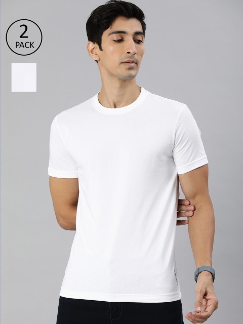 

Levis Men Pack Of 2 White Solid Round Neck Pure Cotton T-shirt