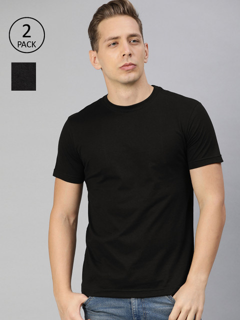 

Levis Men Pack of 2 Black Solid Round Neck Pure Cotton T-shirts