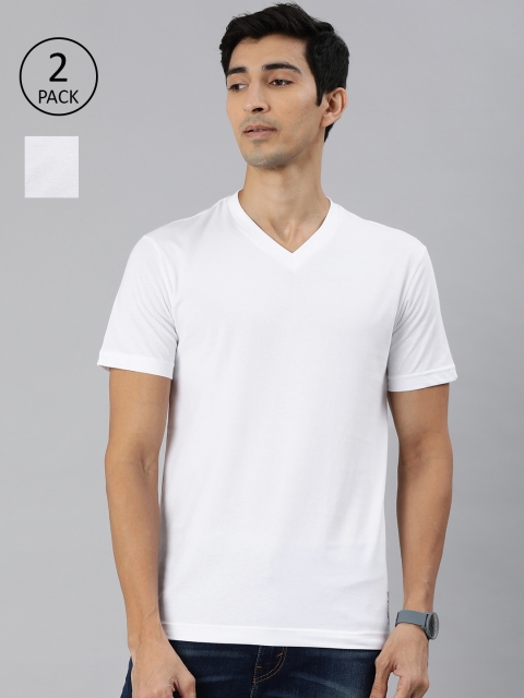 

Levis Men Pack Of 2 White Solid V-Neck T-shirt