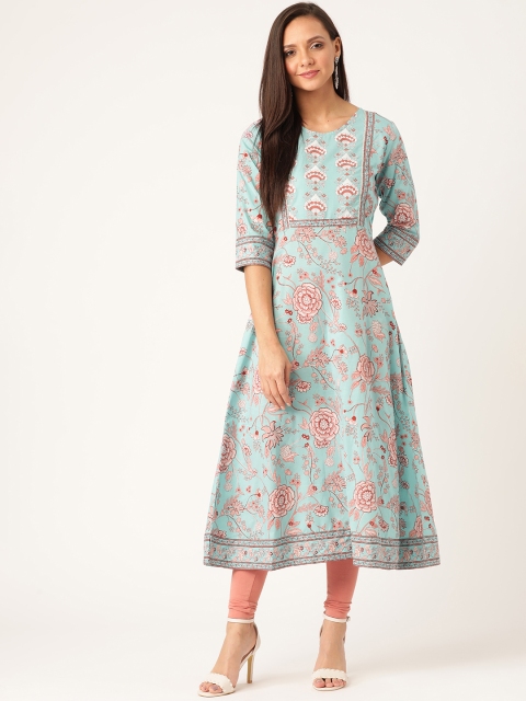 

Moda Rapido Women Blue & Maroon Printed A-Line Kurta