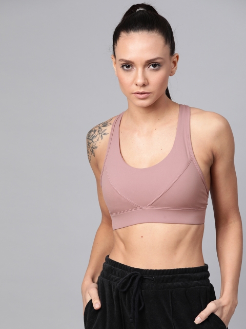 

Fitkin Mauve Solid Non-Wired Lightly Padded Sports Bra B20