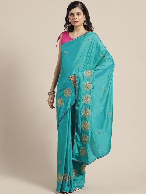 

SHAVYA Green & Golden Dual Tone Embroidered Saree