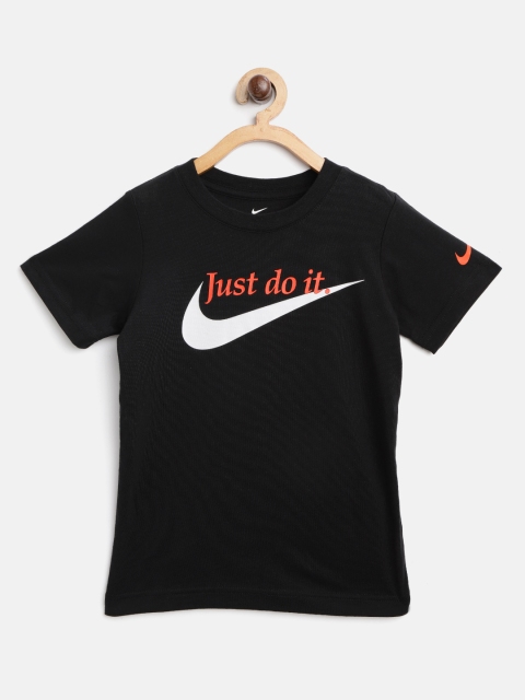 

Nike Boys Black Palatino Just Do It Swoosh Printed Round Neck T-shirt