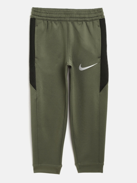 

Nike Boys Olive Green Thermal Flex Showtime Solid Slim Fit Joggers