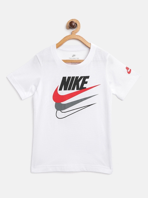 

Nike Boys White Just Do It Logo Printed Round Neck T-shirt