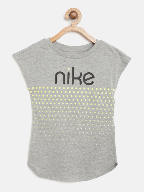 

Nike Girls Grey Melange Dot Print Grad Sports T-shirt