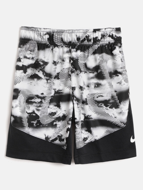 

Nike Boys Black & Grey Dominate AOP Dri-FIT Printed Regular Fit Sports Shorts