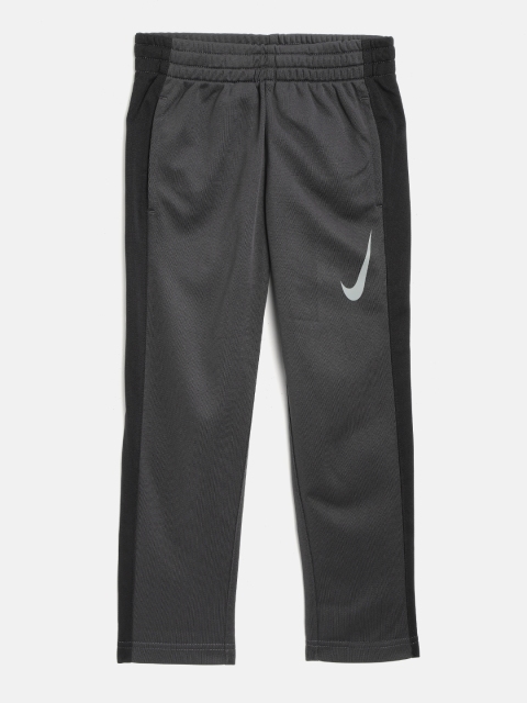 

Nike Boys Charcoal Grey & Black Performance Knit Solid Slim Fit Track Pants