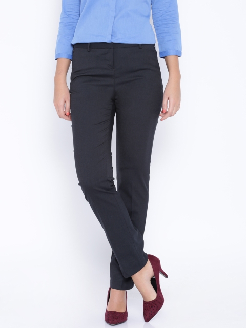 

Arrow Woman Navy Straight Fit Formal Trousers, Navy blue