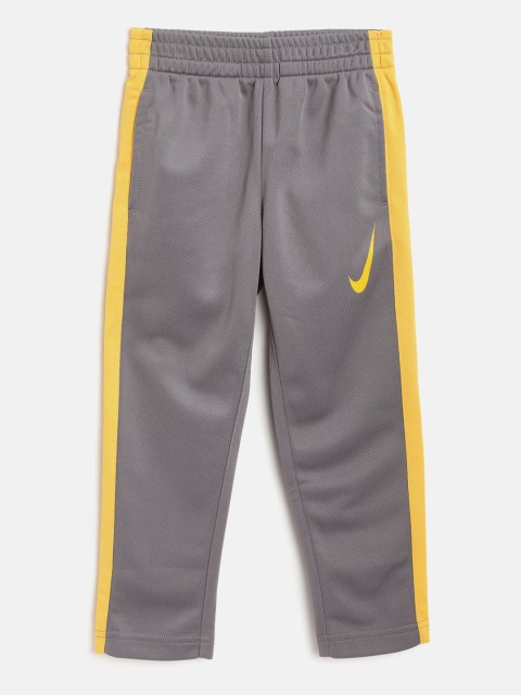 

Nike Boys Grey & Yellow Performance Knit Solid Slim Fit Track Pants
