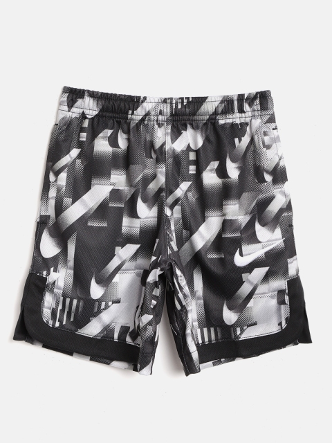 

Nike Boys Black & White AOP Dri-FIT Legacy Printed Regular Fit Sports Shorts