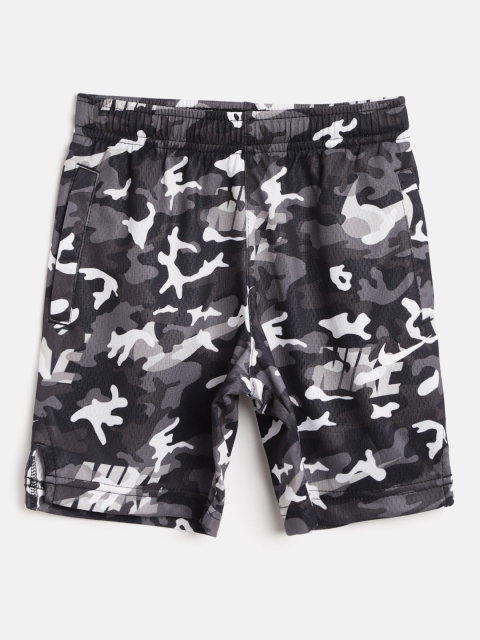 

Nike Boys Black & Taupe Dri-FIT Camouflage Print Regular Fit Sports Shorts