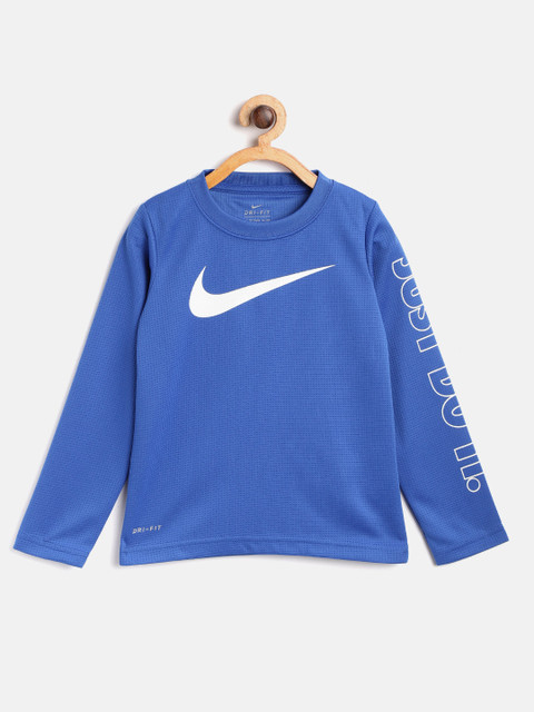 

Nike Boys Blue Swoosh Just Do It Thermal Round Neck T-shirt