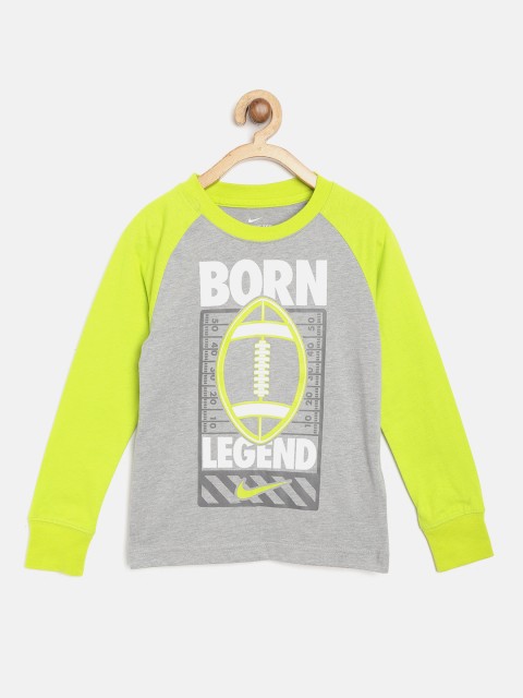 

Nike Boys Grey Melange Sports Verbiage Typography Print Round Neck Sports T-shirt