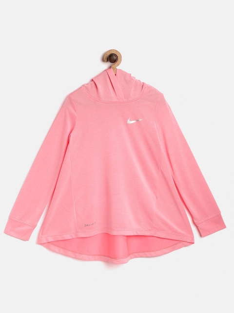 

Nike Girls Pink Solid Hooded T-shirt