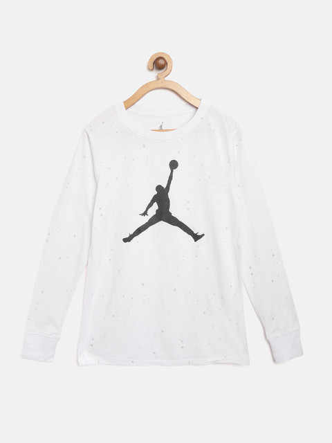 

Jordan Boys White & Grey Jumpman Speckle Brand Logo Print Round Neck Basketball T-shirt