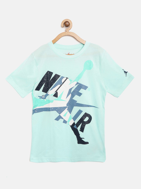 

Jordan Boys Blue Graphic Brand Logo Print Jumpman OS Classic Basketball Pure Cotton T-shirt